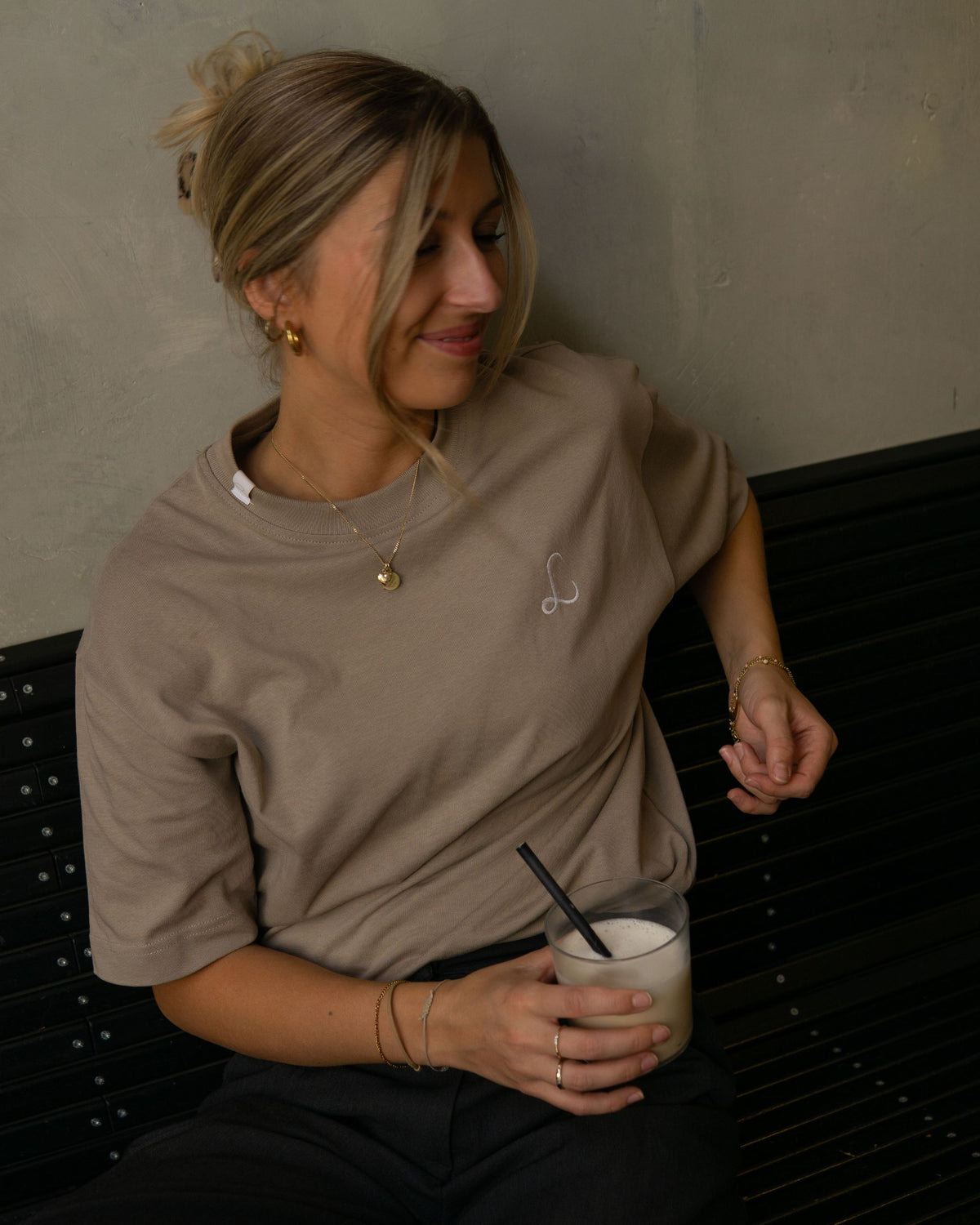 Script Initial Shirt Vintage brown